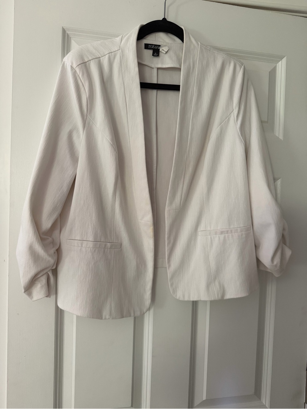 Roz & Ali Cream Open-Front Blazer